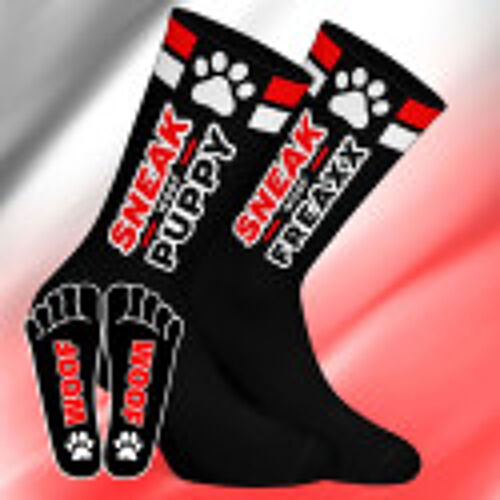 Sneakfreaxx Chaussettes Sneak Puppy Noir-Rouge
