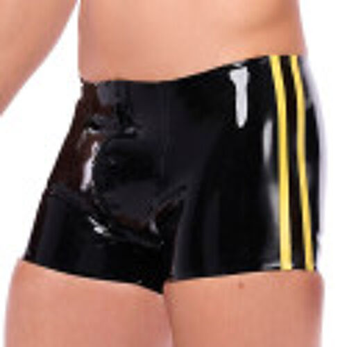 Xrub Latex Short En Latex Xrub Avec Zip Avant/Arrière Noir-Jaune