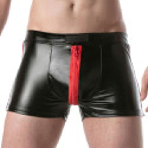 Leader Short Avec Zip Brut Noir-Rouge