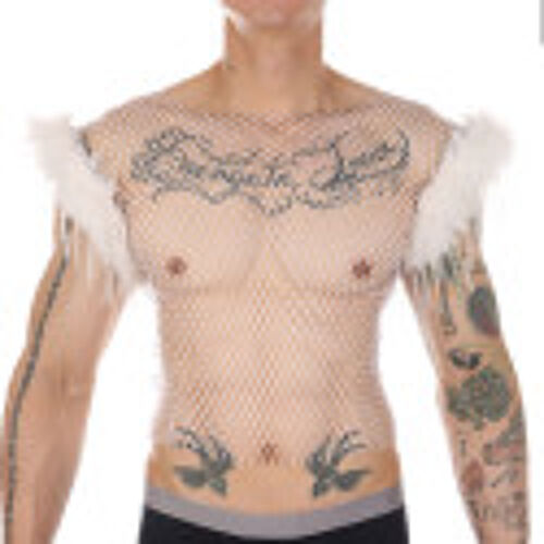Mensexywear Débardeur Résille Perles Et Plumes Nightfizz Blanc