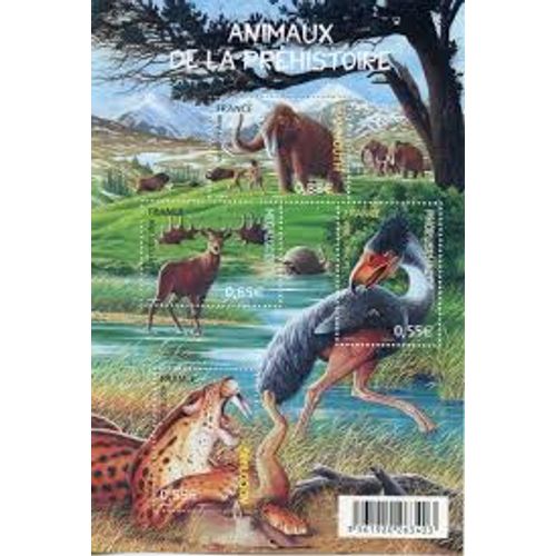 Faune Préhistorique : Smilodon, Phorusrhacos, Megaloceros, Mammouth Bloc Feuillet 119 Année 2008 N° 4175 4176 4177 4178 Yvert Et Tellier Luxe