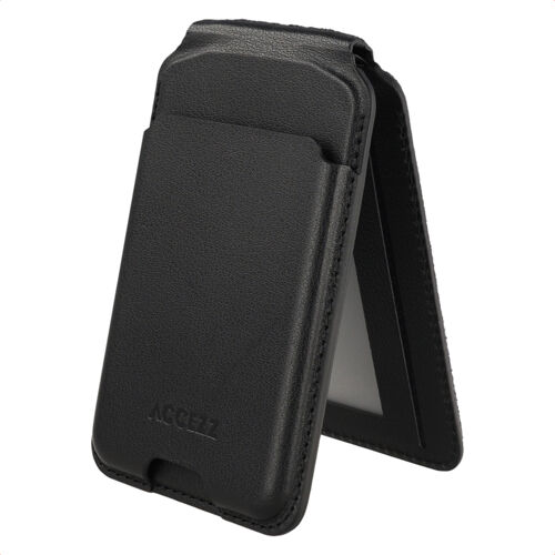Accezz Portefeuille en cuir magnétique avec support Compatible avec Find My Onyx Black