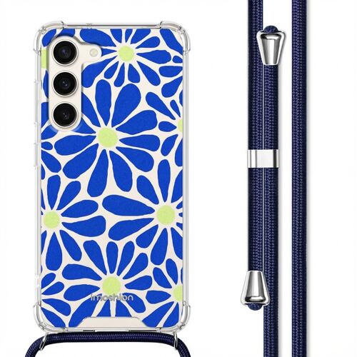 imoshion Coque Design avec cordon Samsung Galaxy S23 Cobalt Blue Flowers Connect