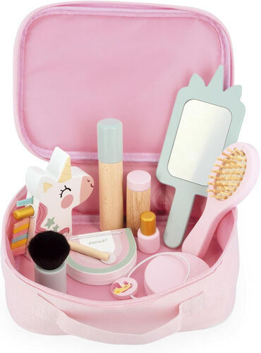Coffret maquillage - Jouets en bois - Enfant dès 3 ans - Vanity Licorne - 10 accessoires - Janod