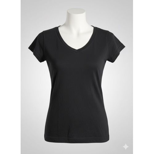 T-Shirt Femme Noir À Col V - Zara - Taille S