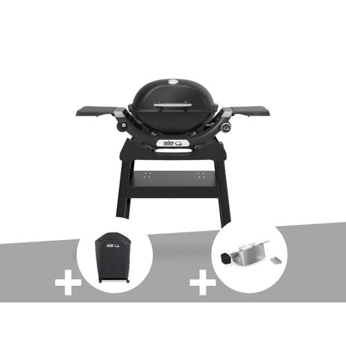 Barbecue à gaz Q 1200N noir avec pied + Housse + Rôtissoire - Weber