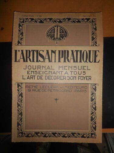 L'Artisan Pratique N° 183 - Septembre 1924