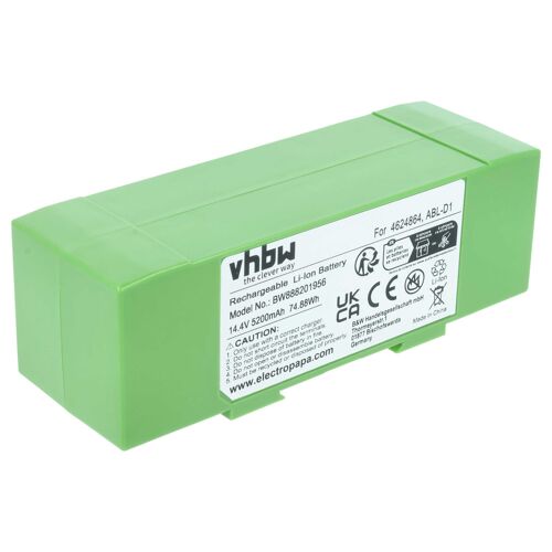 vhbw Batterie remplacement pour iRobot ABL-D1, 4624864, ABL-D2 pour robot électroménager noir (5200mAh, 14,4V, Li-ion)
