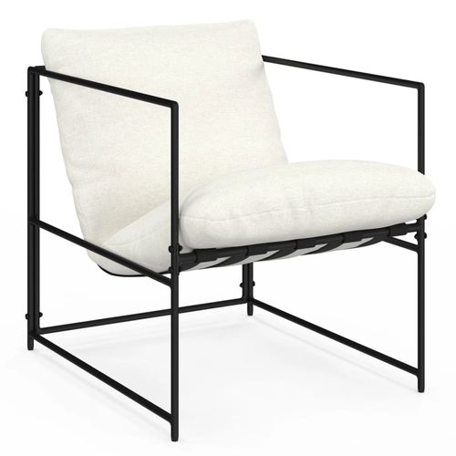 Fauteuil rembourré ULYSSE structure métal et coussin blanc