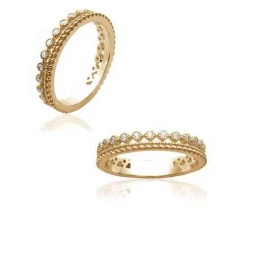 Bague - Bijouxia - Double Rangs - Oxyde De Zirconium - Plaqué Or 18 Carats - 2,50 Grammes