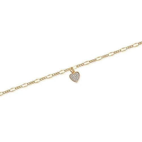 Chaîne Cheville C?ur Cristal Microserti Plaqué Or 18 Carats