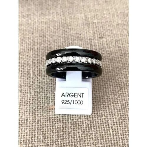 Bague - Bijouxia - Céramique Noire - Argenté - Oxyde De Zirconium - 3 Anneaux Interchangeables