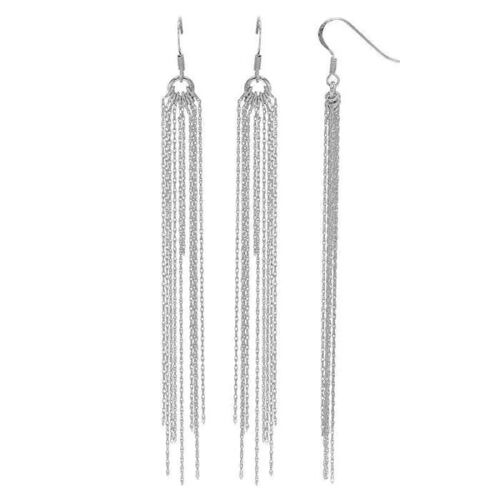 Boucles D'oreilles - Bijouxia - Multi Chaînettes Pendantes - Argent Massif 925 - Rhodié - Qualité Bijouterie