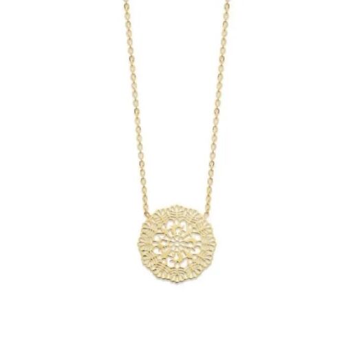 Collier - Bijouxia - Pendentif Ajouré Filigrane - Plaqué Or 18 Carats - Longueur 45 Cm