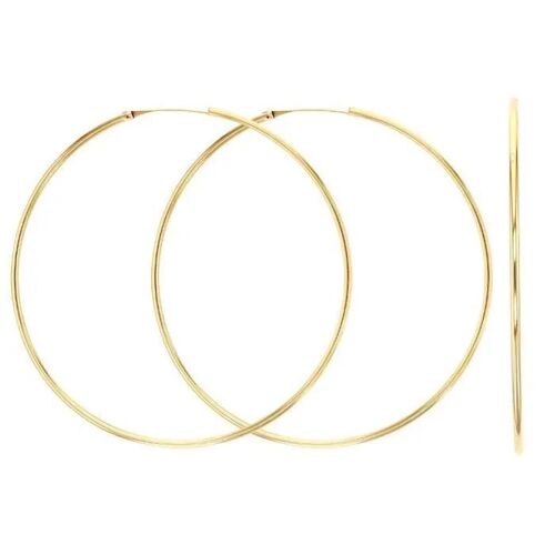 Boucles D'oreilles Créoles - Bijouxia - Femme - Or Jaune - Diamètre 6 Cm - 375/000