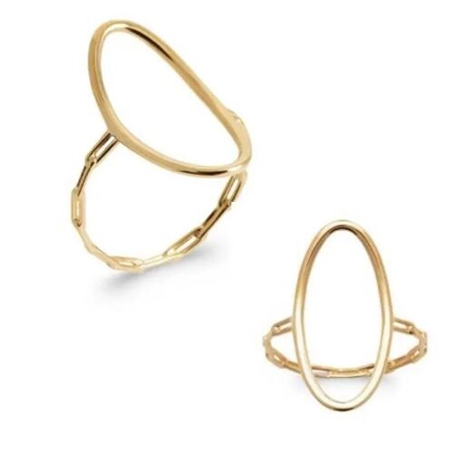 Bague - Bijoux - Motif Chaîne - Plaqué Or 18 Carats - Taille 50 À 60 - Neuf