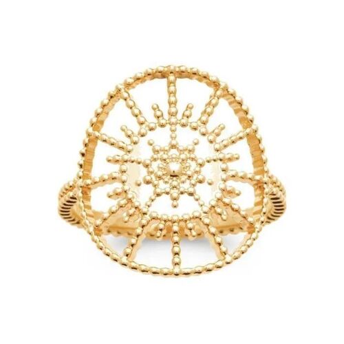 Bague En Plaqué Or 18 Carats - Bijouxia - Modèle Soleil - Taille 50 À 60 - Motifs Dorés - Haute Qualité
