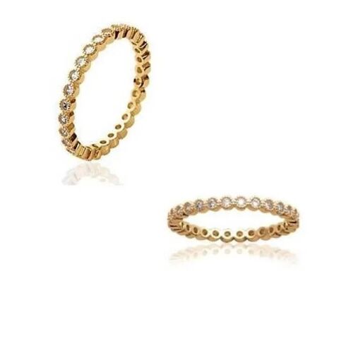 Bague - Bijouxia© - Oxyde De Zirconium - Plaqué Or 18 Carats - Taille 50 À 60 - Largeur 2mm