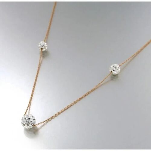 Collier Femme - Bijouxia - Triple Boules Cristal Blanc - Plaqué Or 18 Carats - 42 Cm - Réglable