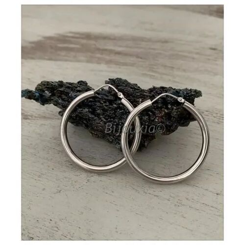 Boucles D'oreilles Créoles - Bijouxia - Tube 3,5cm - Argent Massif 925 - Rhodié - Qualité Bijouterie