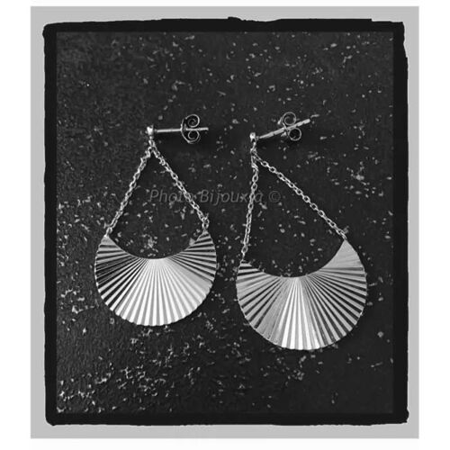 Boucles D'oreilles Pendantes - Bijouxia - Demi-Lune - Argent Massif 925 - Rhodié - 3,6 Cm