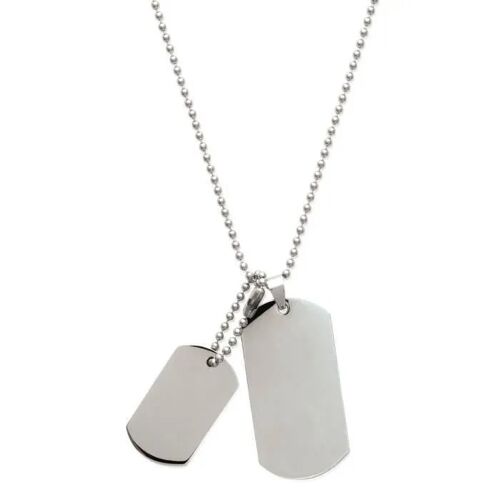 Collier - Bijouxia - Double Pendentifs - Acier Inoxydable - 50 Cm - Plaques Rectangulaires
