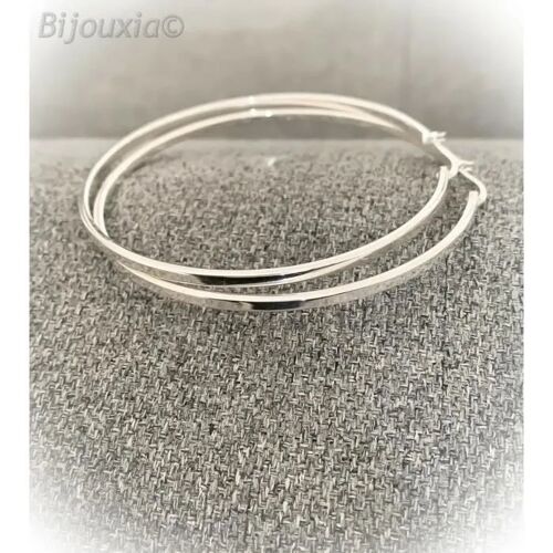 Boucles D'oreilles - Bijouxia - Grandes Créoles 7cm - Argent Massif 925/1000 - Poinçon De Qualité - Poids 17g