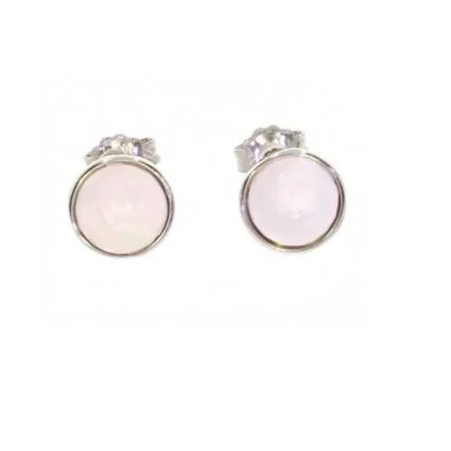 Boucles D'oreilles - Bijouxia - Quartz Rose - Argent Massif 925/1000 - 8mm - Rhodié