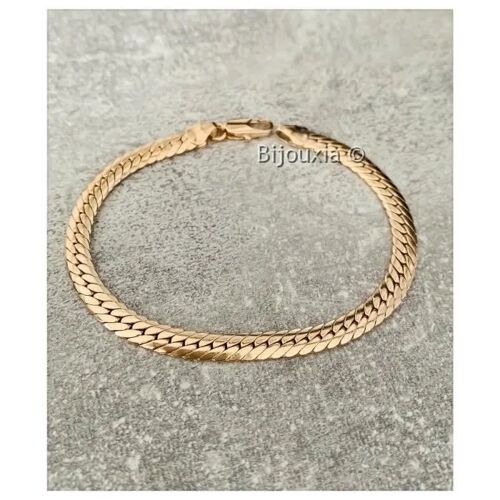 Bracelet - Bijouxia - Maille Anglaise Plate - Plaqué Or 18 Carats - 18 Cm - 6 Mm