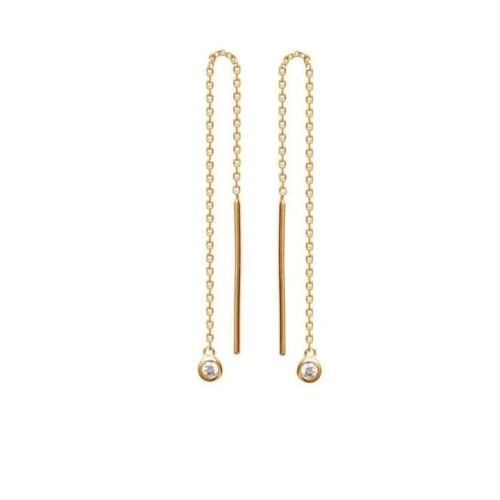 Boucles D'oreilles - Bijouxia - Originales Pendantes - Oxyde De Zirconium - Plaqué Or 18 Carats - 750/1000