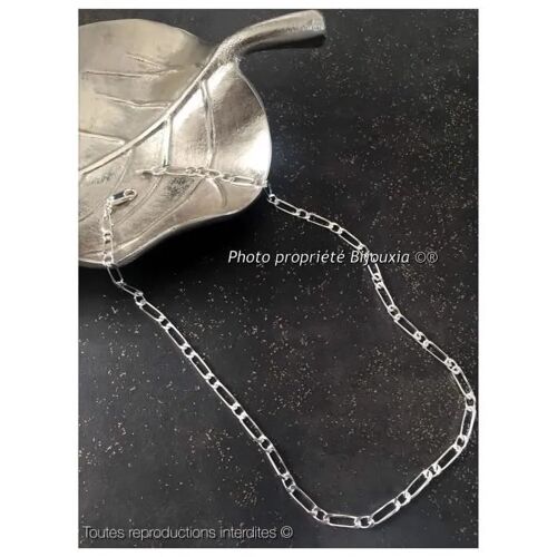 Collier - Bijouxia - Chaîne De Cou 50cm - Argent Massif 925/1000 - Maille Figaro 1-1 - 3,50 Mm