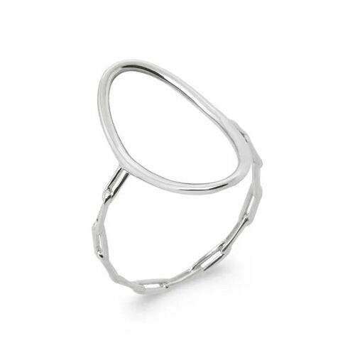 Bague - Bijouxia - Motif Chaîne Grand Cercle Ovale - Argent Massif 925 - Tailles 50 À 60