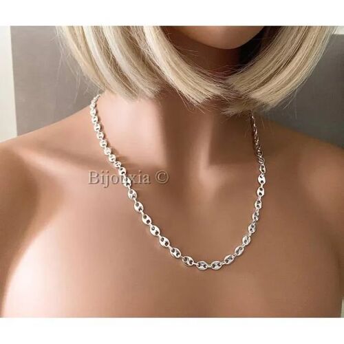 Chaîne Grain De Café 6mm X 55cm Argent Massif 925 - Bijouxia