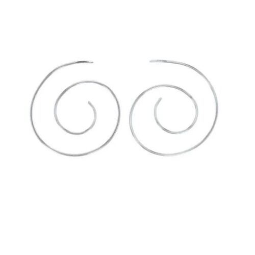 Boucles D'oreilles - Bijouxia - Anneaux Spirales - Argent Massif Rhodié - Diamètre 3,5cm - Femme