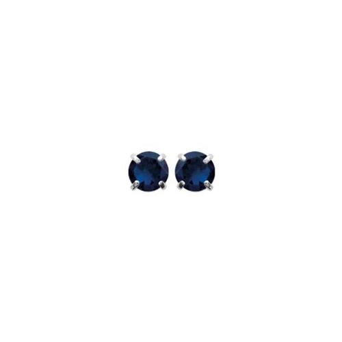 Boucles D'oreilles - Argent - Cristal Bleu Saphir - 4mm - Oxyde De Zirconium - 925/1000