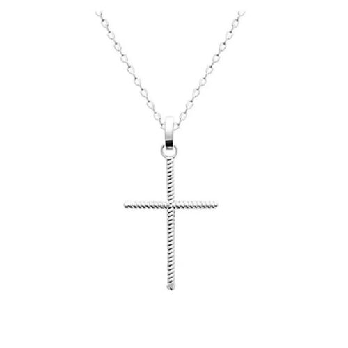 Collier - Argent - Croix Torsadée - 45 Cm - 3 Cm X 2,3 Cm - Neuf