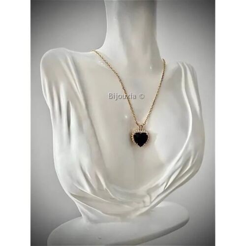 Collier - Bijouxia - Coeur - Pierre Saphir - Oxyde De Zirconium - Plaqué Or 18 Carats