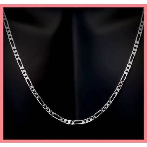 Chaîne - Bijouxia - Maille Figaro - 50cm - Argent Massif 925 - Rhodié