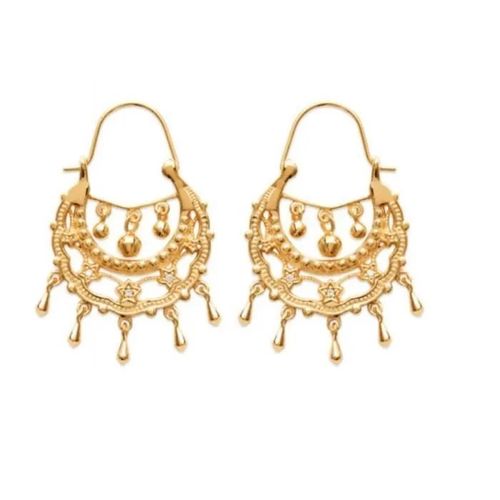 Boucles D'oreilles Créoles - Bijouxia - Savoyardes - Plaqué Or 18 Carats - Oxyde De Zirconium - 2,5 Cm