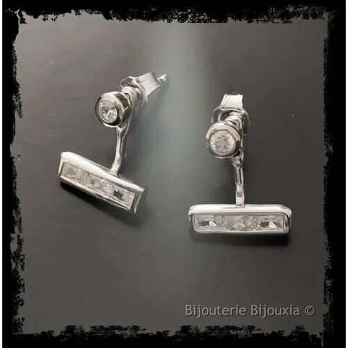 Boucles D'oreilles - Bijouxia - Lobes - Argent 925/1000 - Oxyde De Zirconium - Blanc