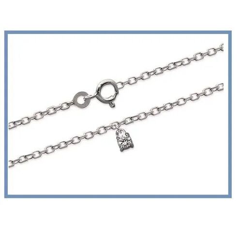 Chaîne De Cheville - Bijouxia - Argent Massif 925 - Pendentif Cristal Zirconium - 25 Cm - 2 Mm