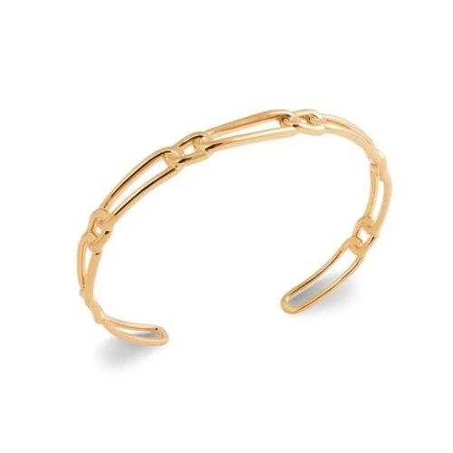 Bracelet Jonc - Plaqué Or 18 Carats - Chaîne Figaro Alternée - 5,8 Cm - Neuf Avec Étiquette