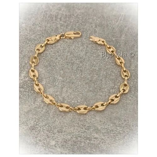 Bracelet Maille Grain De Café - Bijouxia - 20cm X 6,5 Mm - Plaqué Or - Bijou Homme/Femme