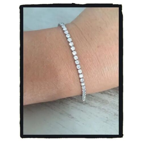 Bracelet - Bijouxia - Argent 925/000 Rhodié - Cristaux Oxyde De Zirconium - 18 Cm - 3 Mm