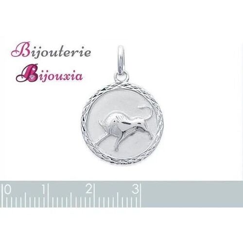 Pendentif - Argent - Médaille Signe Zodiaque Taureau - 925/1000 - 18 Mm - 2,30 G