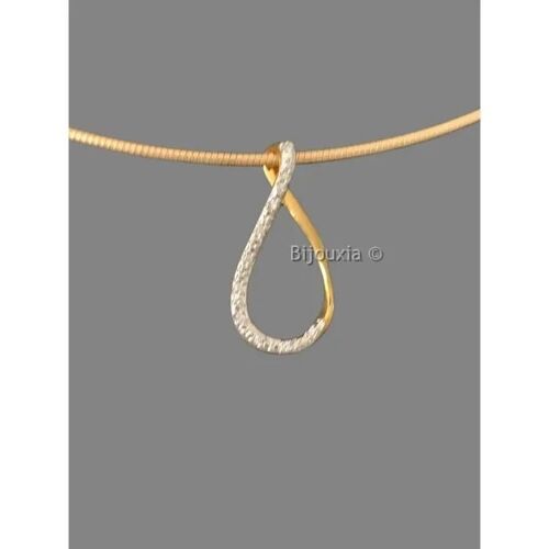 Pendentif - Bijouxia - Ovale - Plaqué Or 18 Carats - Zirconium - 2,6 Cm X 1,3 Cm
