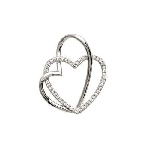Pendentif - Bijouxia - Double C?ur - Argent Massif 925/1000 - Oxyde De Zirconium - Mixte