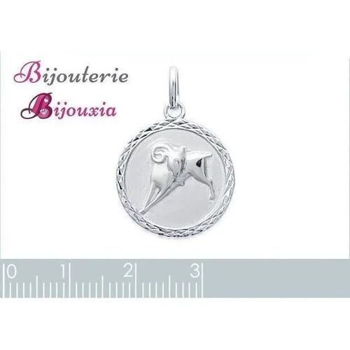 Pendentif - Bijouxia - Bélier - Argent Massif 925/1000 - Diamètre 18mm - Poids 2,30g