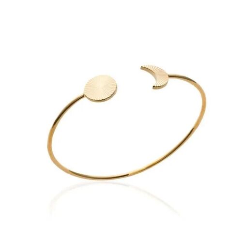 Bracelet Jonc Ouvert - Bijouxia - Astre/Lune - Plaqué Or 18 Carats - Ajustable - Tendance