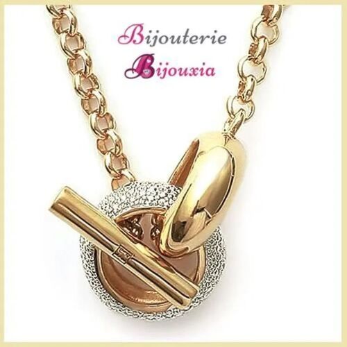 Collier - Jaseron - Moderne - Plaqué Or 18 Carats - Zirconium - Double Cercles Entrelacés